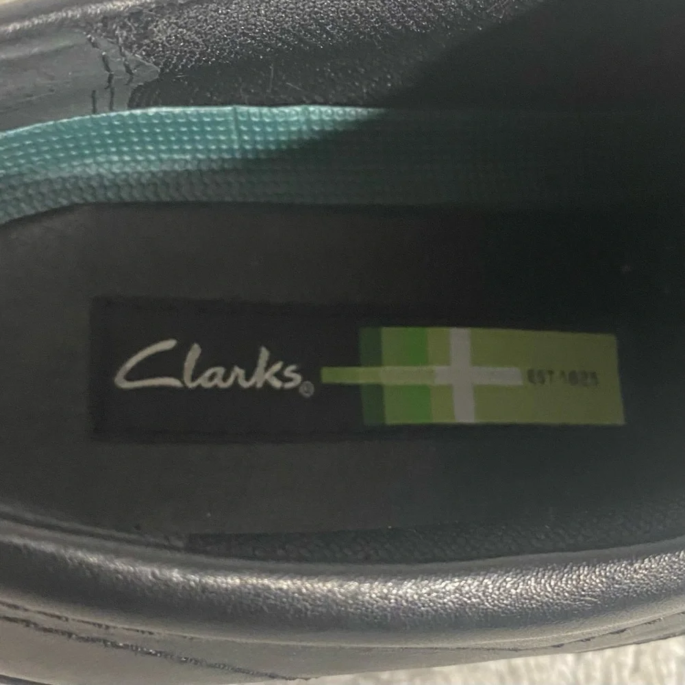 Clarks Newman Black Leather Bike Toe Oxfords Men’s Size 9.5M